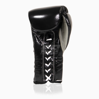 Gants de boxe Cleto Reyes Entraînement traditionnel CE4 Noir-argenté avec lacets