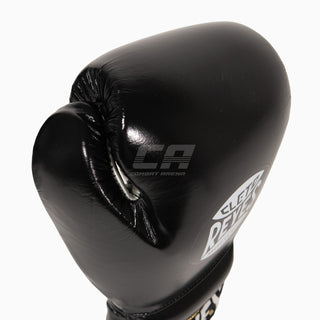 Gants de boxe Cleto Reyes Entraînement traditionnel CE4 Noir-argenté avec lacets