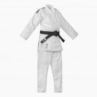 Judogi blanc Adidas J730 Champion III IJF rayures fines Italie