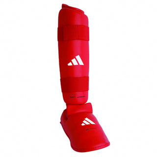 Protège-tibias et les parapodes Adidas Rouge et bleu approuvés par la WKF