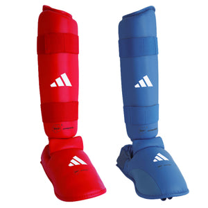 Paratibies et protège-pieds Adidas Rouge et bleu approuvés par la WKF