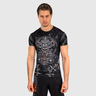 Rashguard Venum Gladiator 5.0 maniche corte Nero-Argento-Combat Arena